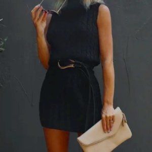 Vici Rowen Cable Knit Mock Neck Sweater Dress NWOT